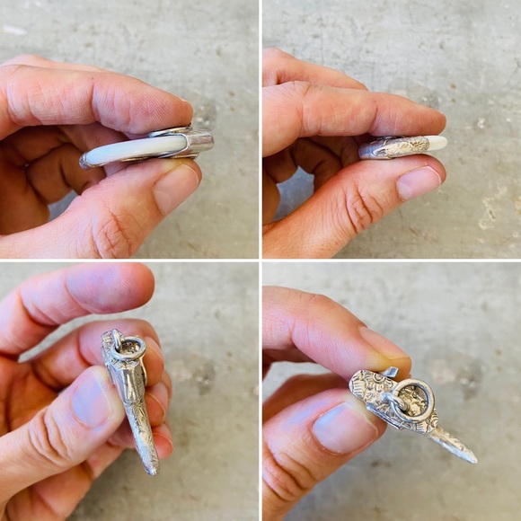 ♥️ Gypsy Silver ♥️ Sterling Silver & MOP Hand Stamped Horseshoe Pendant - Picture 4 of 7